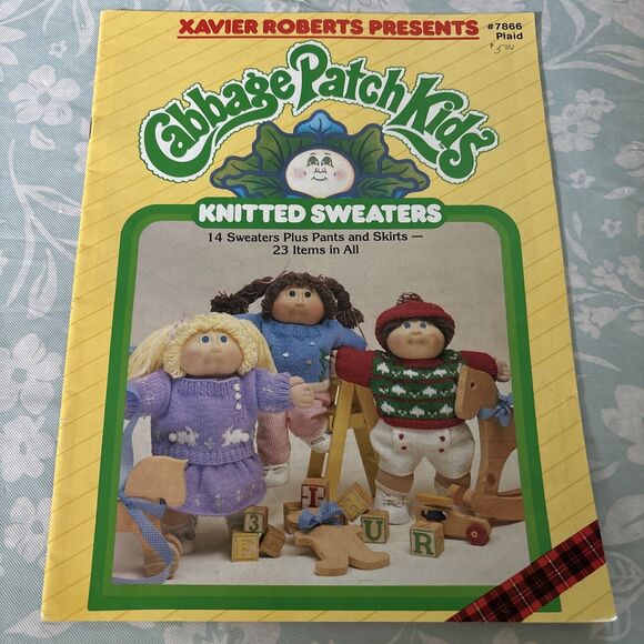 Plaid Other - Cabbage Patch Kids Knitted Sweaters Pattern Book Xavier Roberts 1985 Plaid 7866